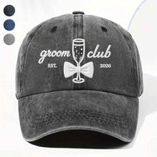 Load image into Gallery viewer, Personalized Washed Denim Cap Custom Groom Club Gift for Him
