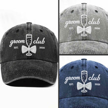 Load image into Gallery viewer, Personalized Washed Denim Cap Custom Groom Club Gift for Him
