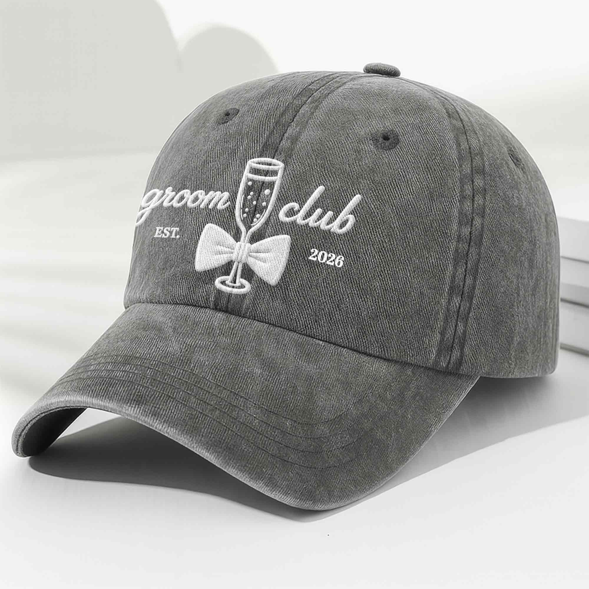Personalized Washed Denim Cap Custom Groom Club Gift for Him