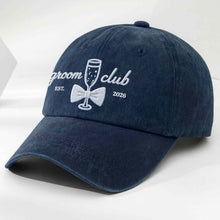 Load image into Gallery viewer, Personalized Washed Denim Cap Custom Groom Club Gift for Him
