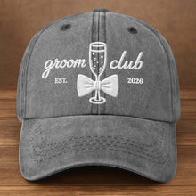 Load image into Gallery viewer, Personalized Washed Denim Cap Custom Groom Club Gift for Him
