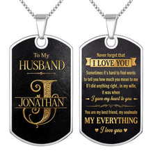 Load image into Gallery viewer, Personalized Dog Tag Necklace Custom Initial Gift for Husband

