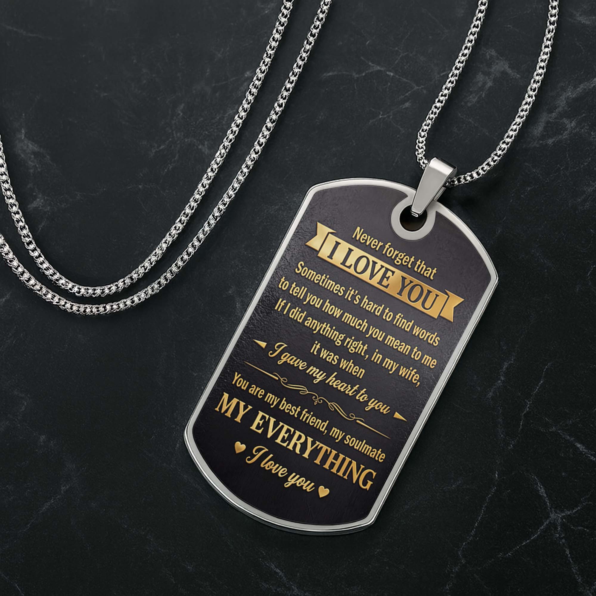 Personalized Dog Tag Necklace Custom Initial Gift for Husband
