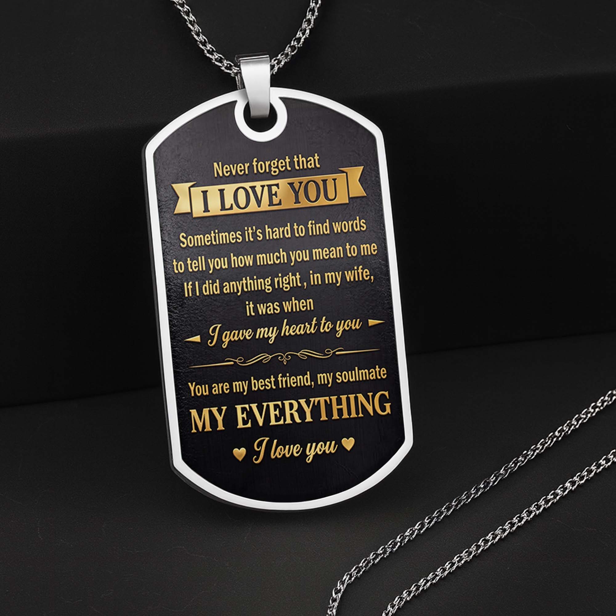 Personalized Dog Tag Necklace Custom Initial Gift for Husband
