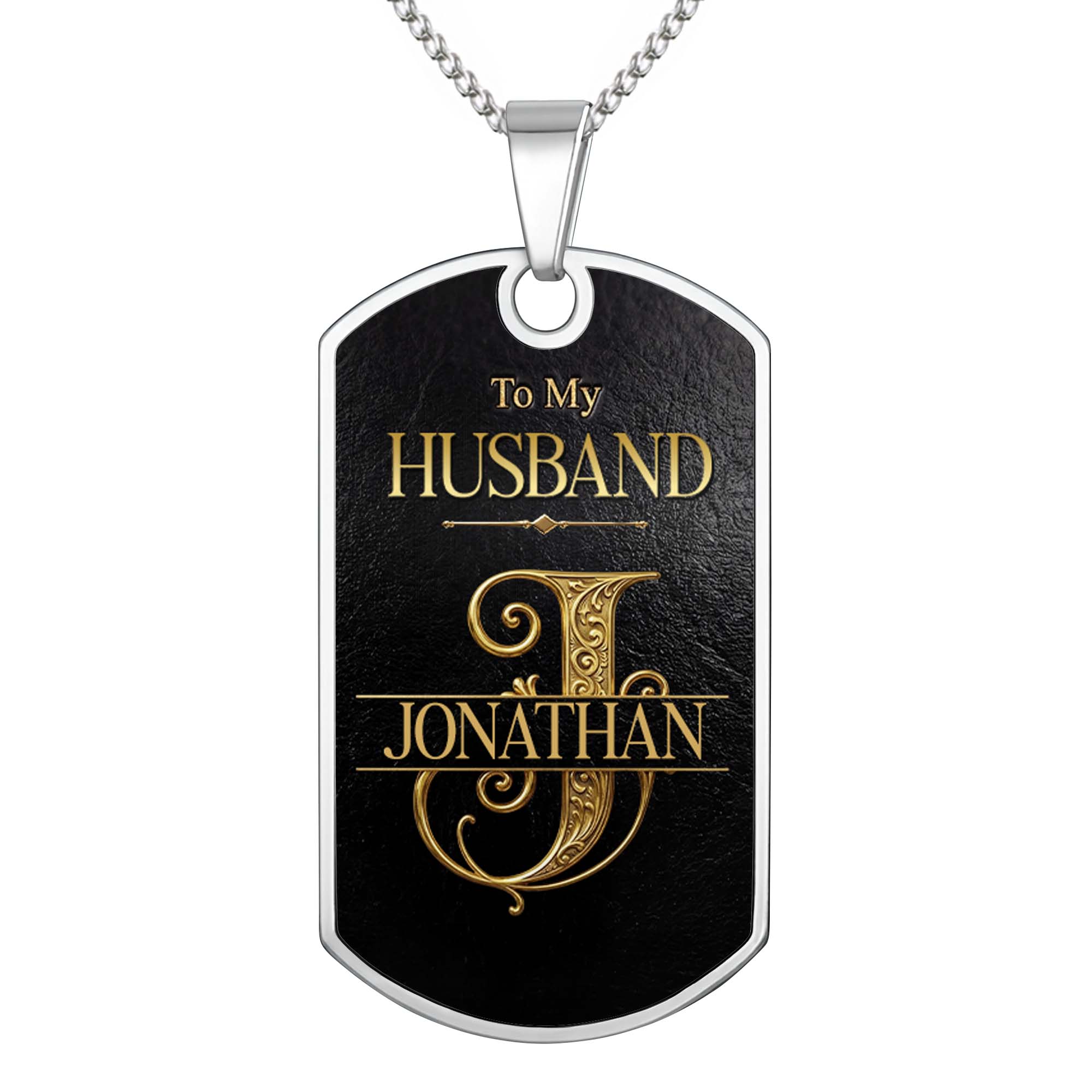 Personalized Dog Tag Necklace Custom Initial Gift for Husband