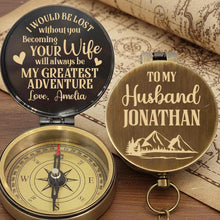 Load image into Gallery viewer, Personalized Engraved Brass Compass Custom Gift for Husband

