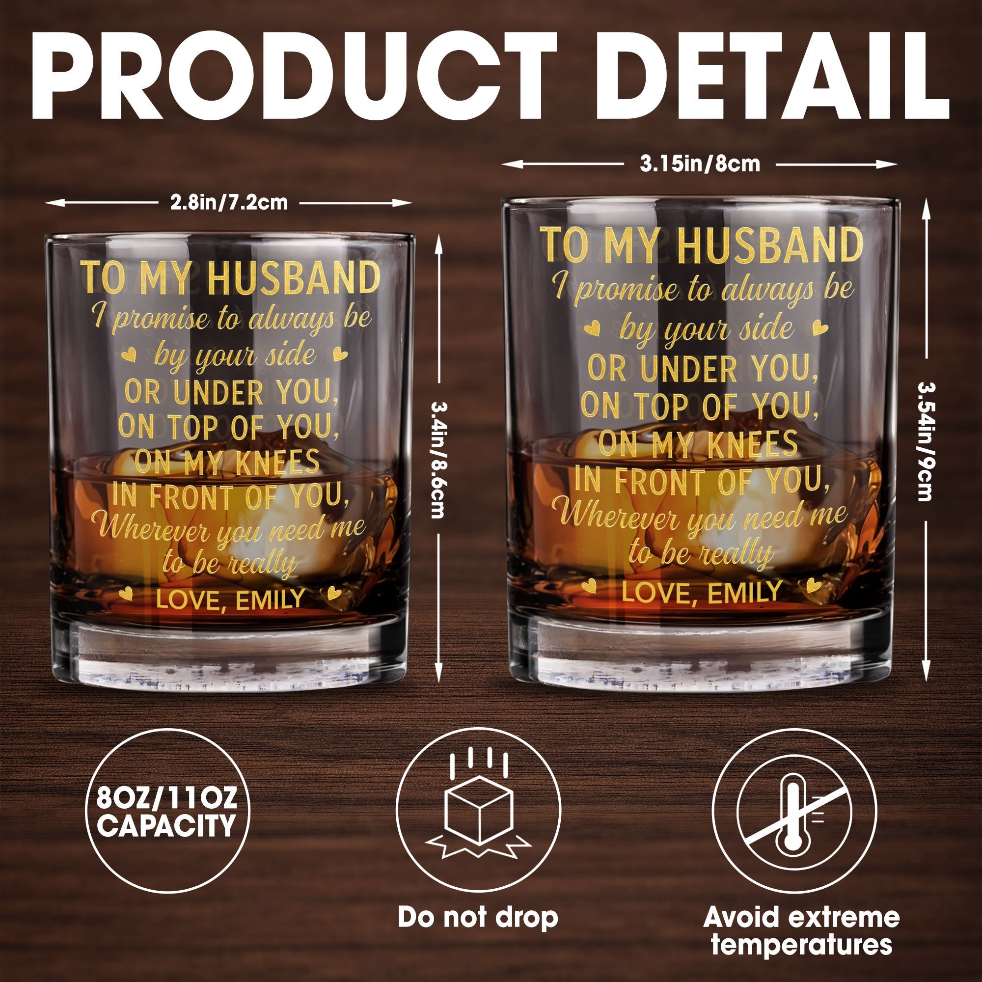 Personalized Custom Whiskey Glass Gift for Husband - Elegant Design