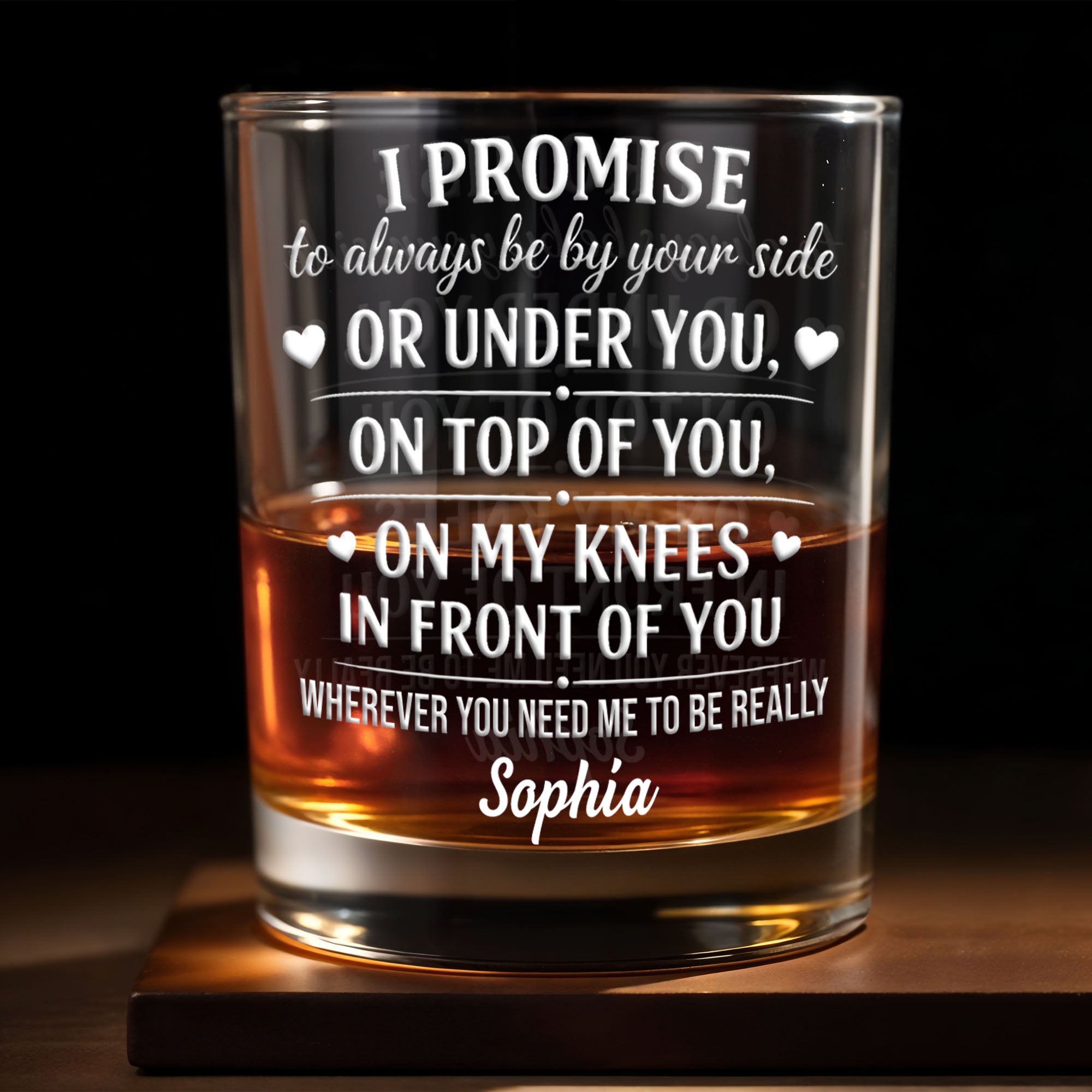 Personalized Custom Whiskey Glass Romantic Heart Design Gift for Husband