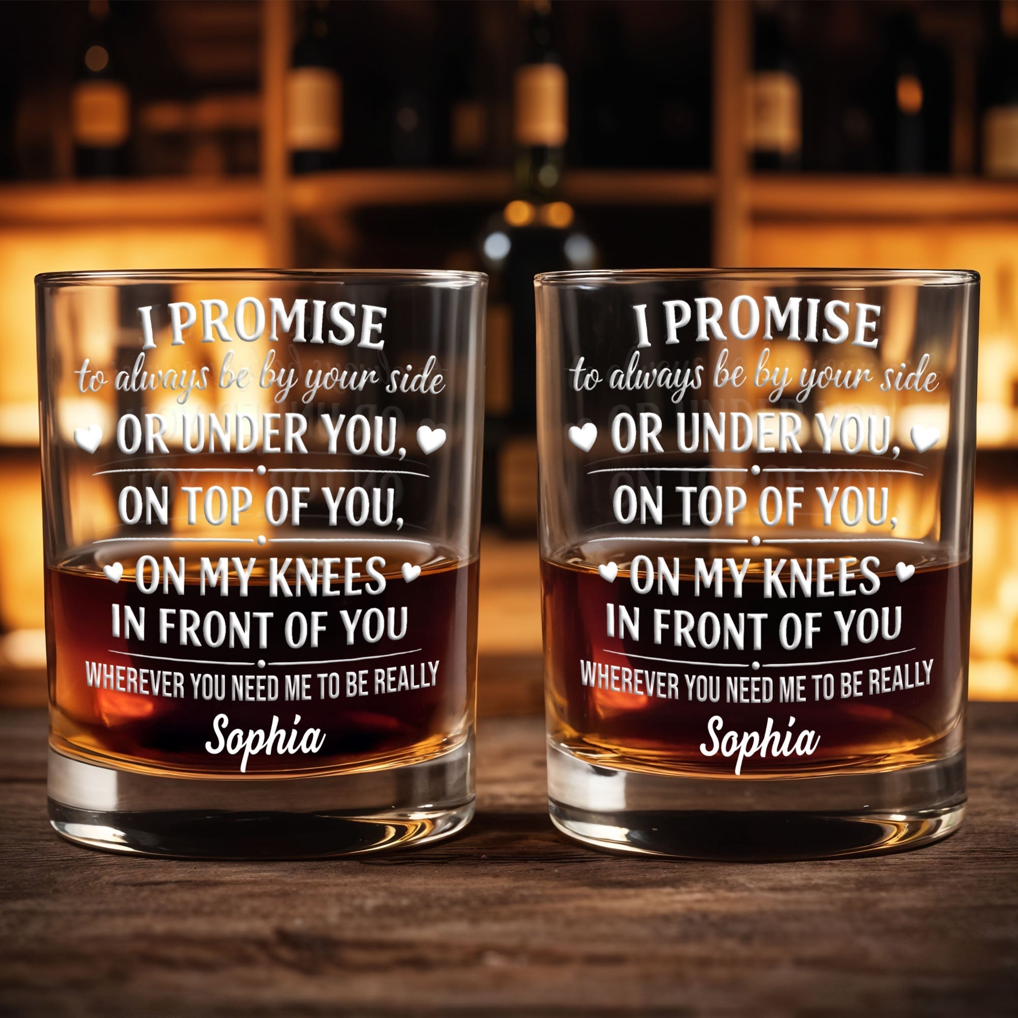 Personalized Custom Whiskey Glass Romantic Heart Design Gift for Husband