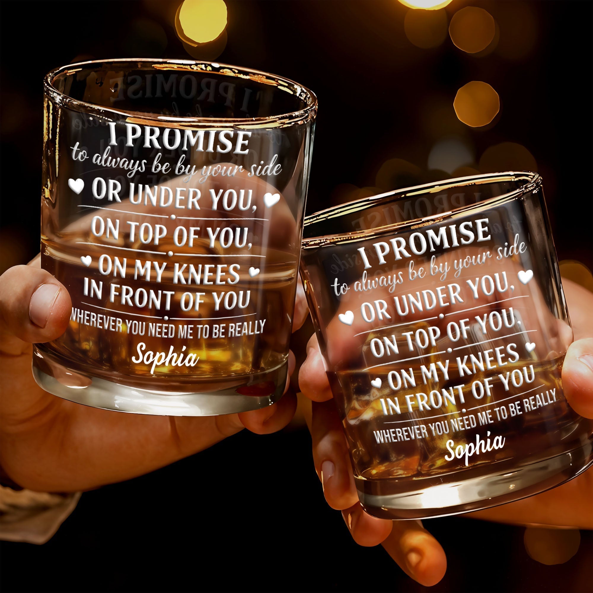Personalized Custom Whiskey Glass Romantic Heart Design Gift for Husband