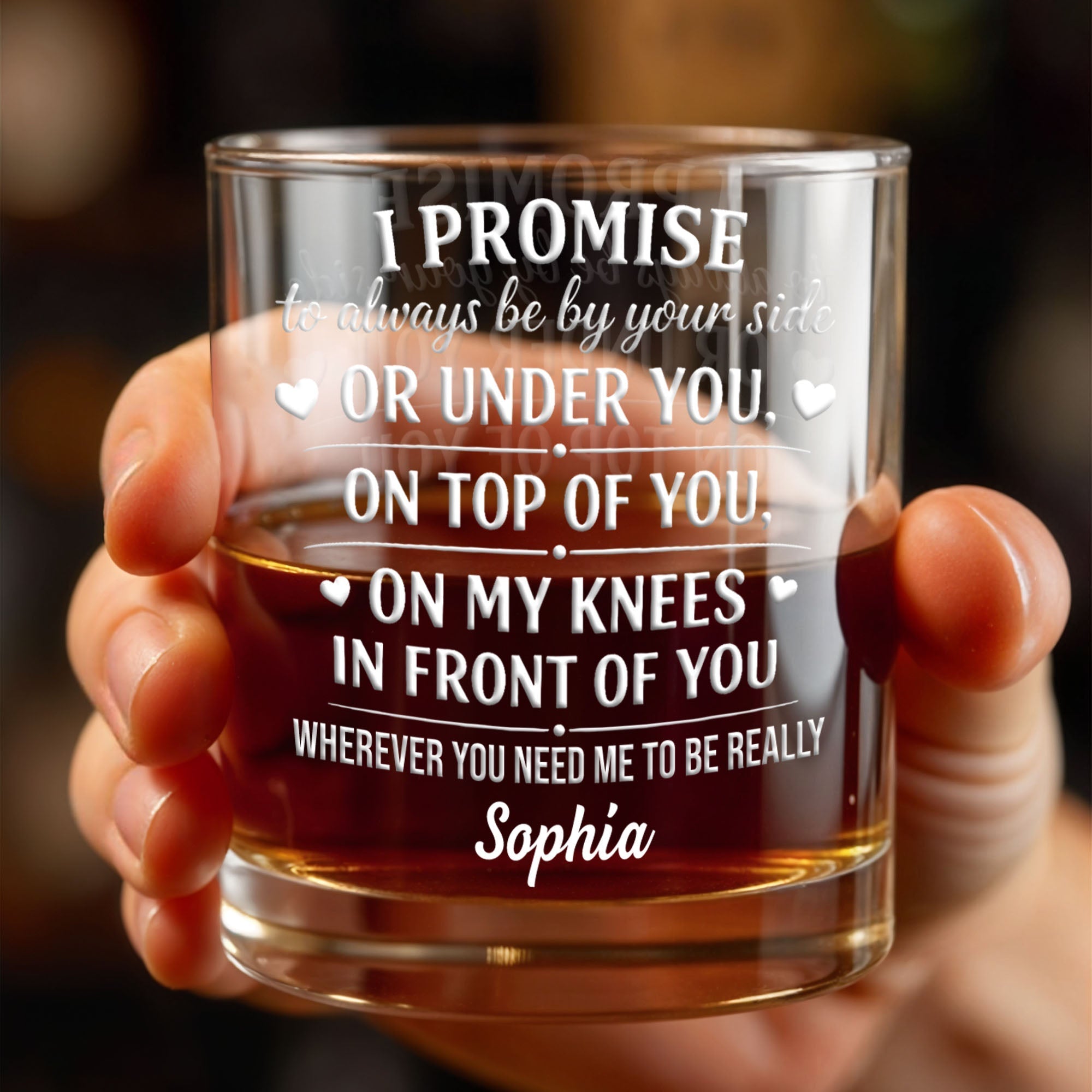 Personalized Custom Whiskey Glass Romantic Heart Design Gift for Husband