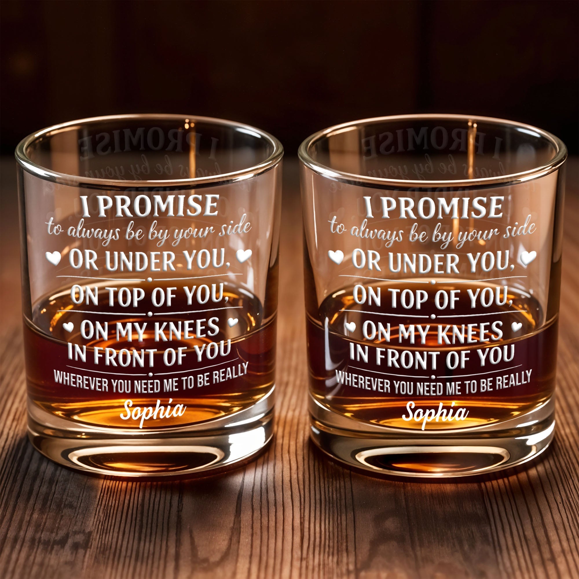 Personalized Custom Whiskey Glass Romantic Heart Design Gift for Husband