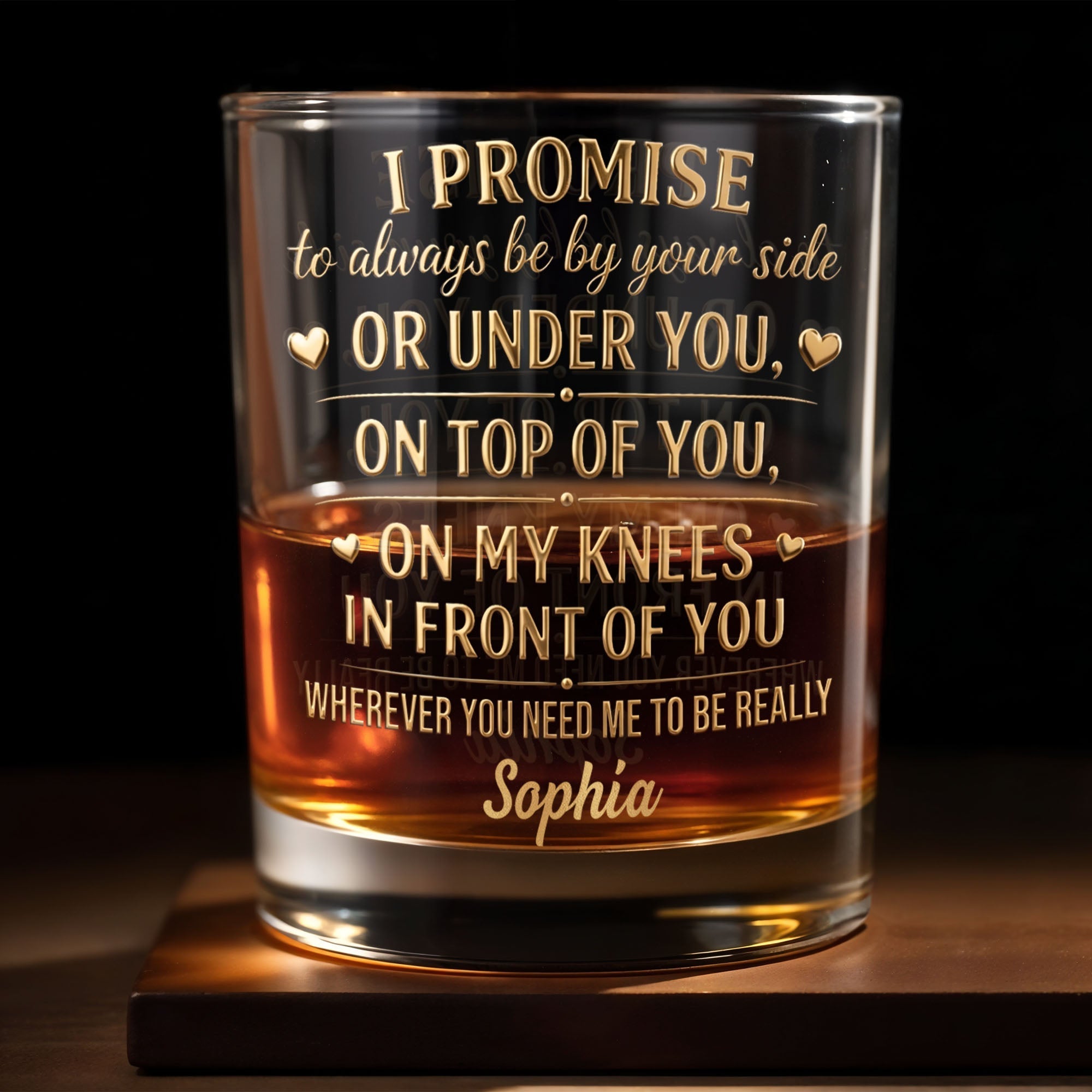 Personalized Custom Whiskey Glass Unique Heart Design Gift for Him