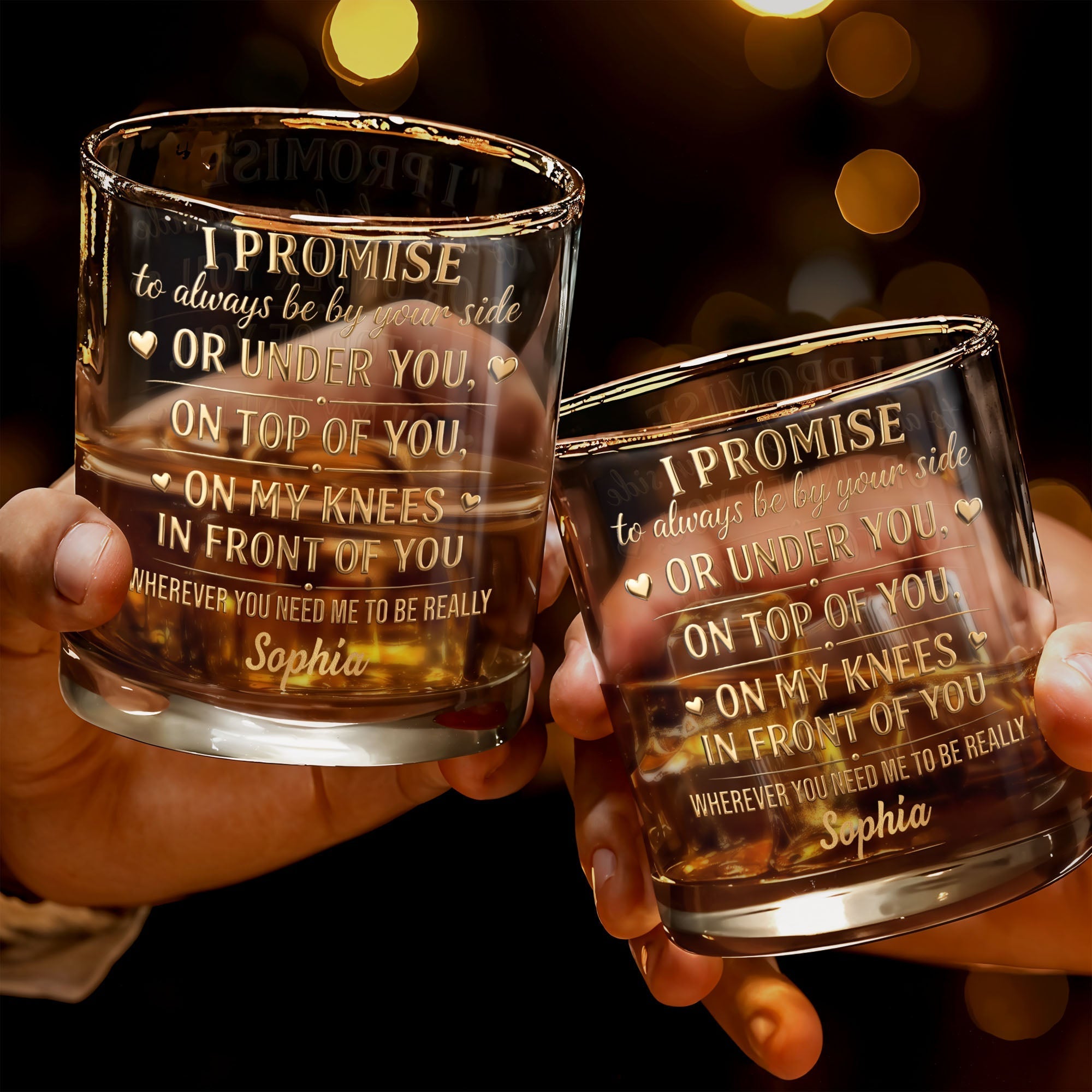 Personalized Custom Whiskey Glass Unique Heart Design Gift for Him
