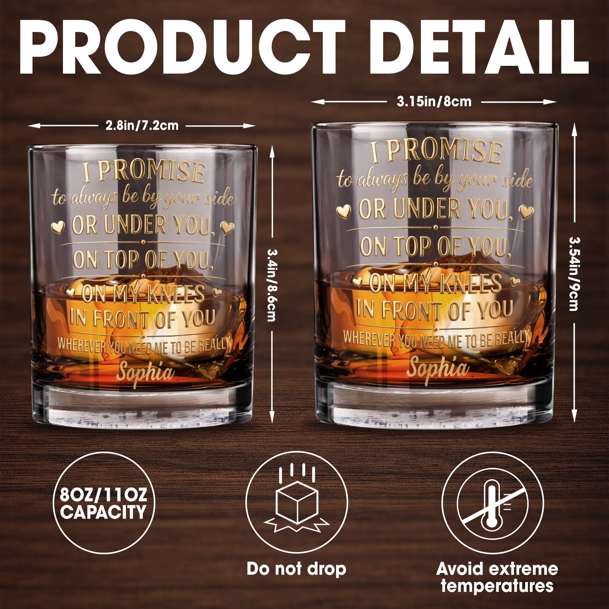 Personalized Custom Whiskey Glass Unique Heart Design Gift for Him