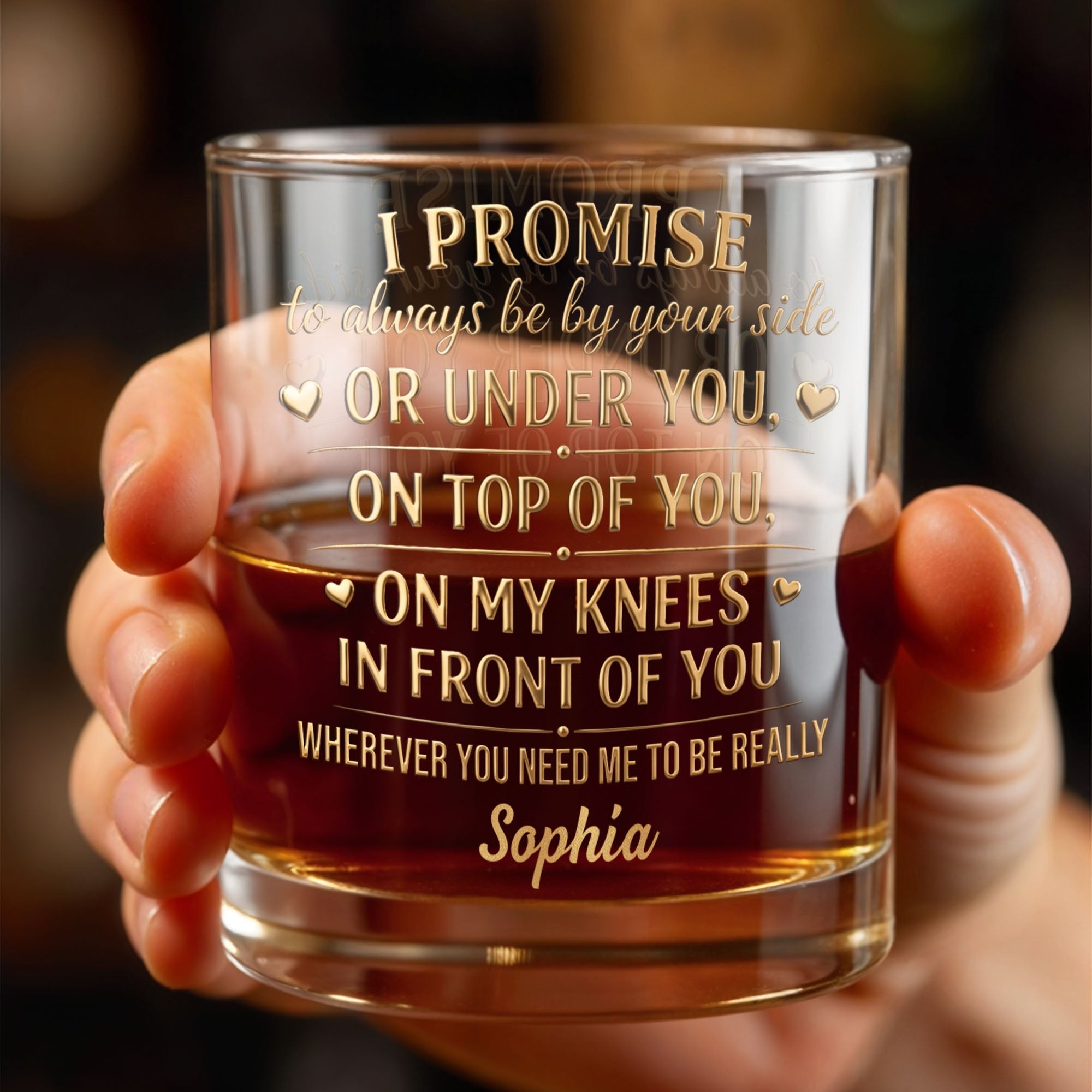 Personalized Custom Whiskey Glass Unique Heart Design Gift for Him