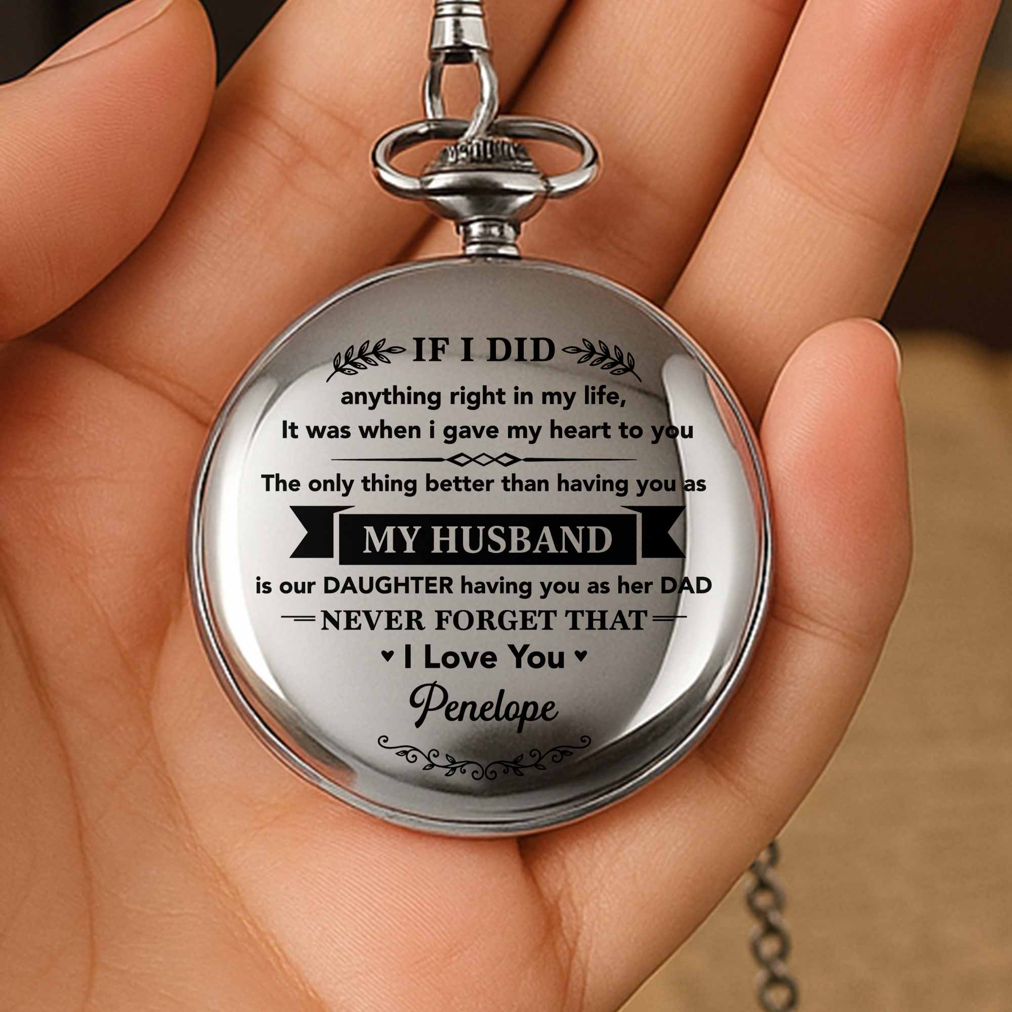 Personalized Silver Pocket Watch Custom Engraving Gift for Husband