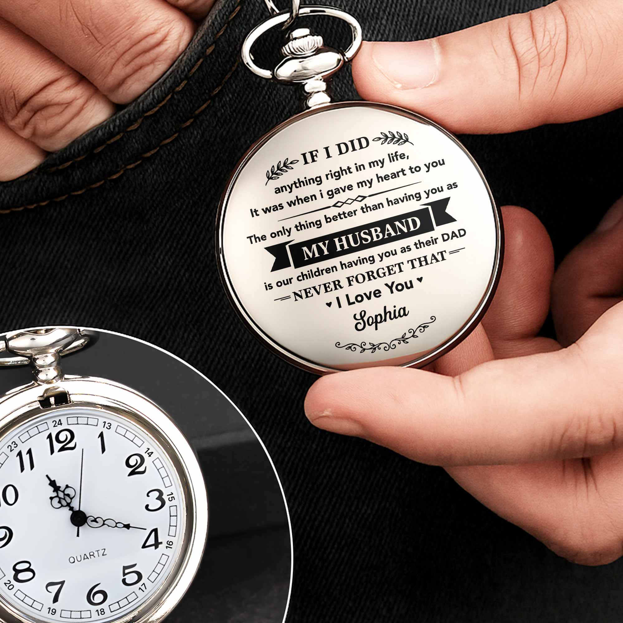Personalized Silver Pocket Watch Custom Engraving Gift for Husband