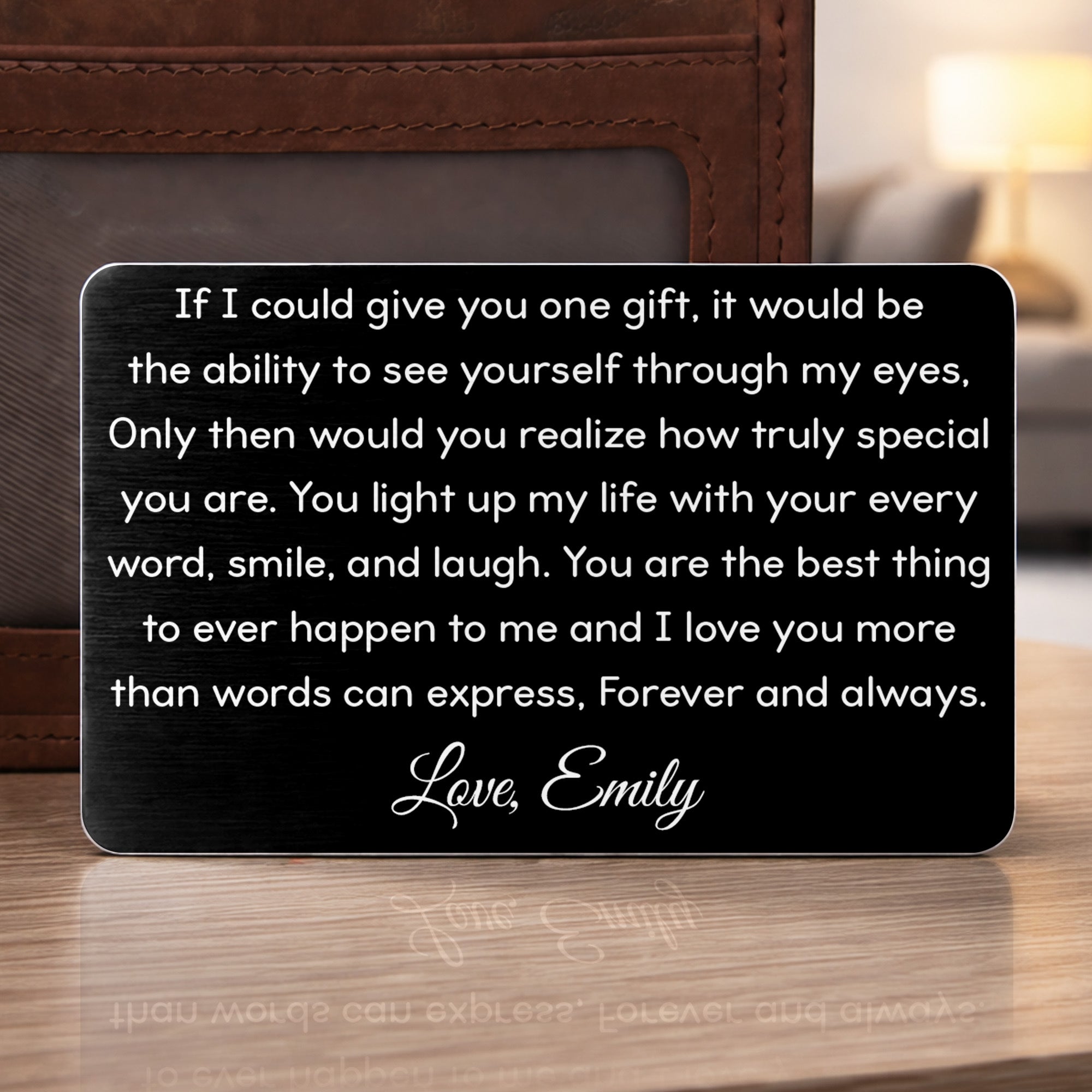 Personalized Aluminum Wallet Card Custom Message Gift for Him
