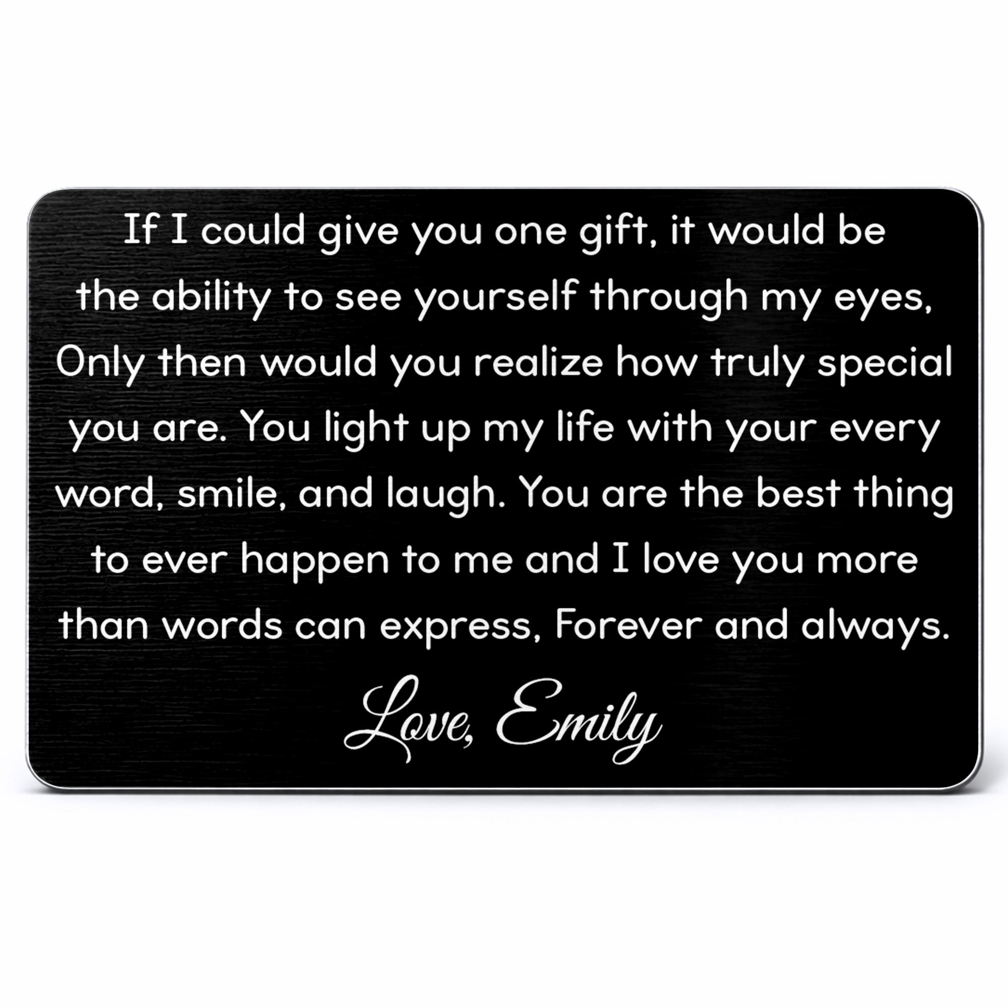 Personalized Aluminum Wallet Card Custom Message Gift for Him