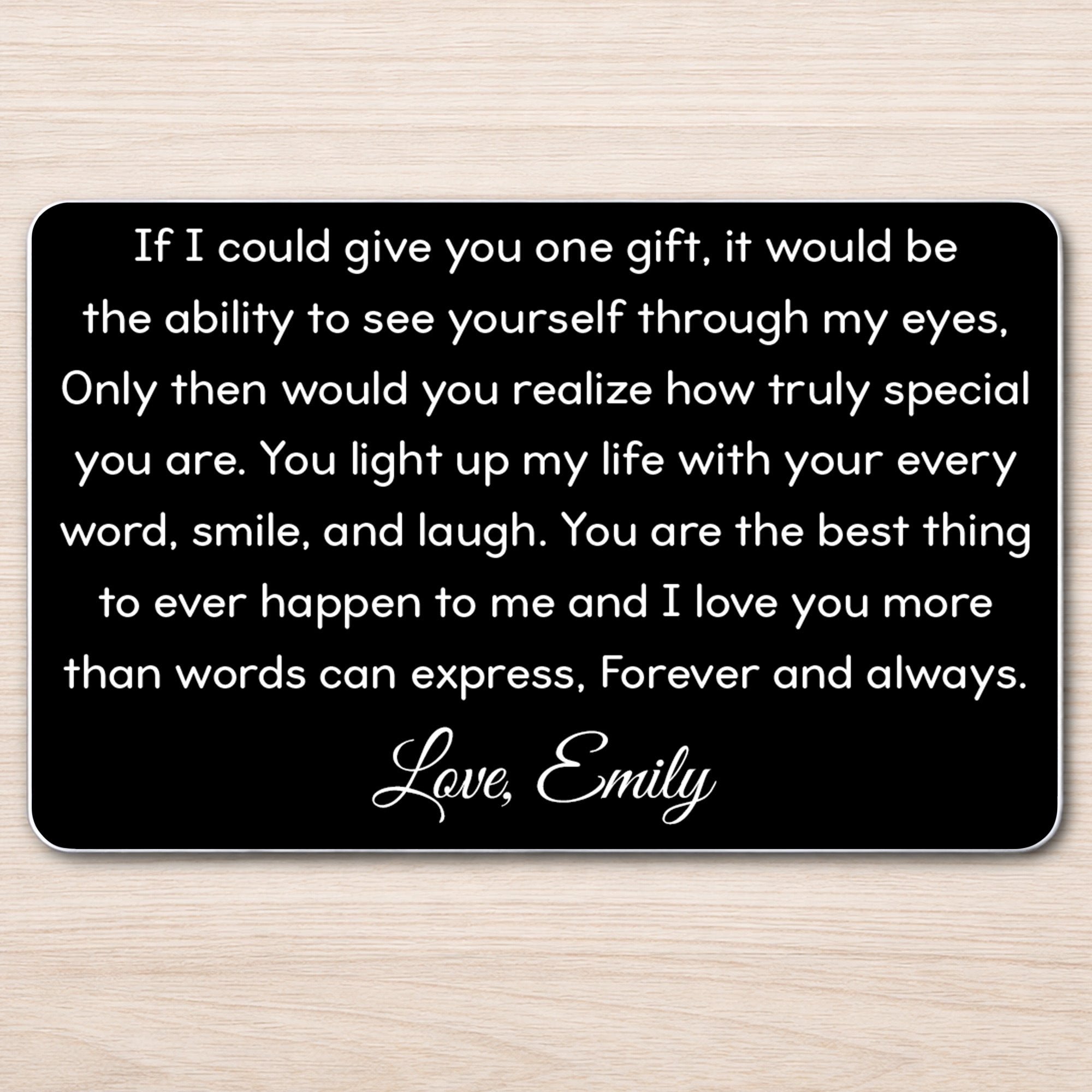 Personalized Aluminum Wallet Card Custom Message Gift for Him