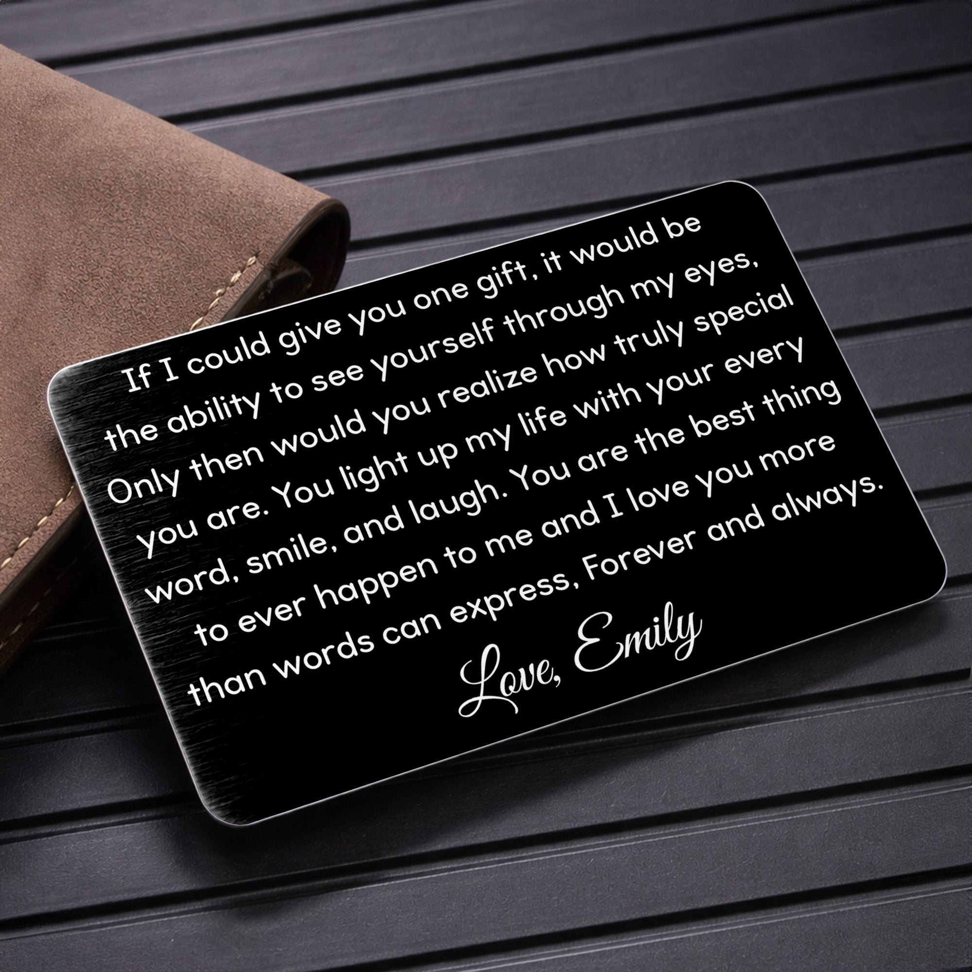 Personalized Aluminum Wallet Card Custom Message Gift for Him