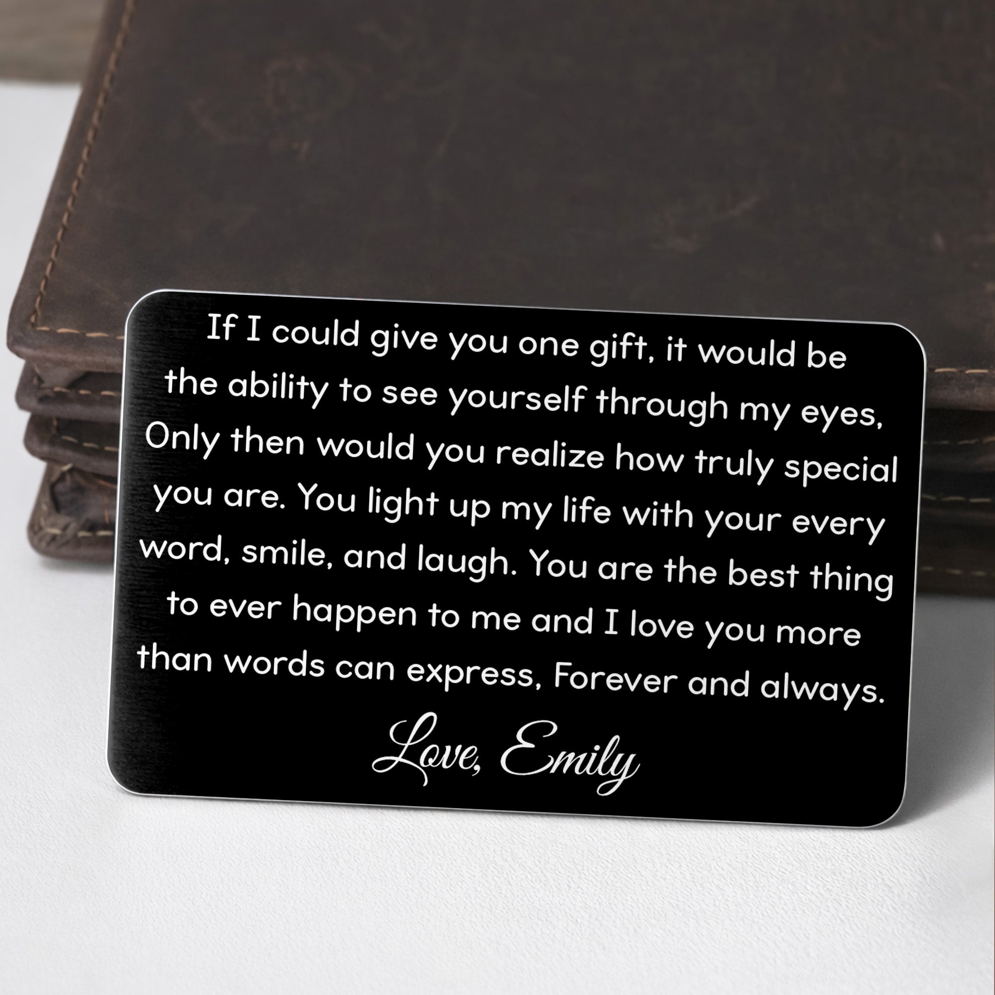 Personalized Aluminum Wallet Card Custom Message Gift for Him
