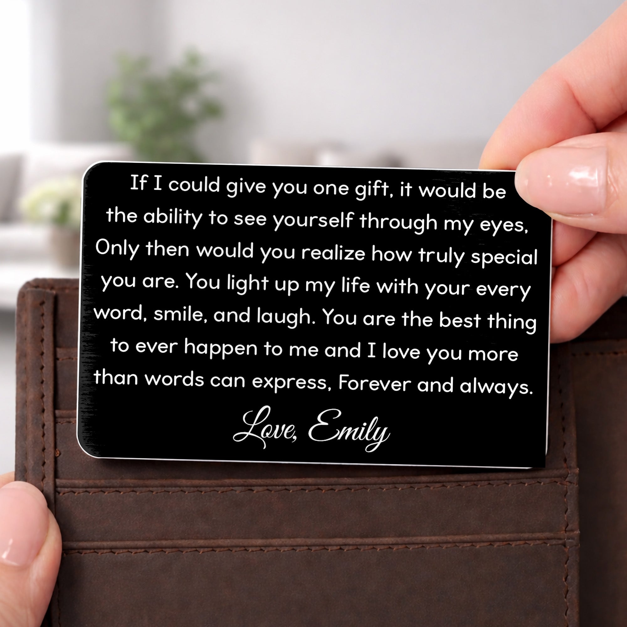 Personalized Aluminum Wallet Card Custom Message Gift for Him