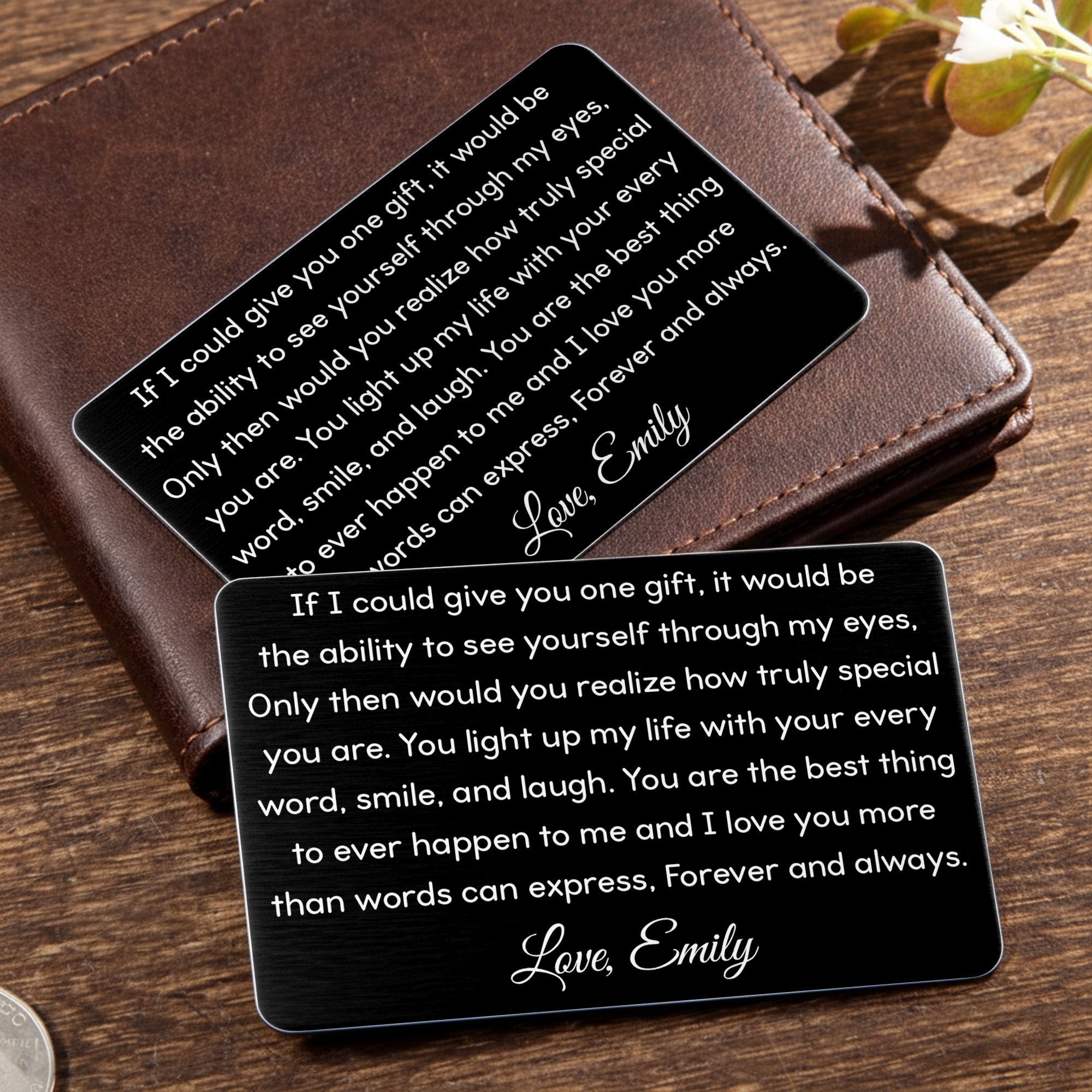 Personalized Aluminum Wallet Card Custom Message Gift for Him
