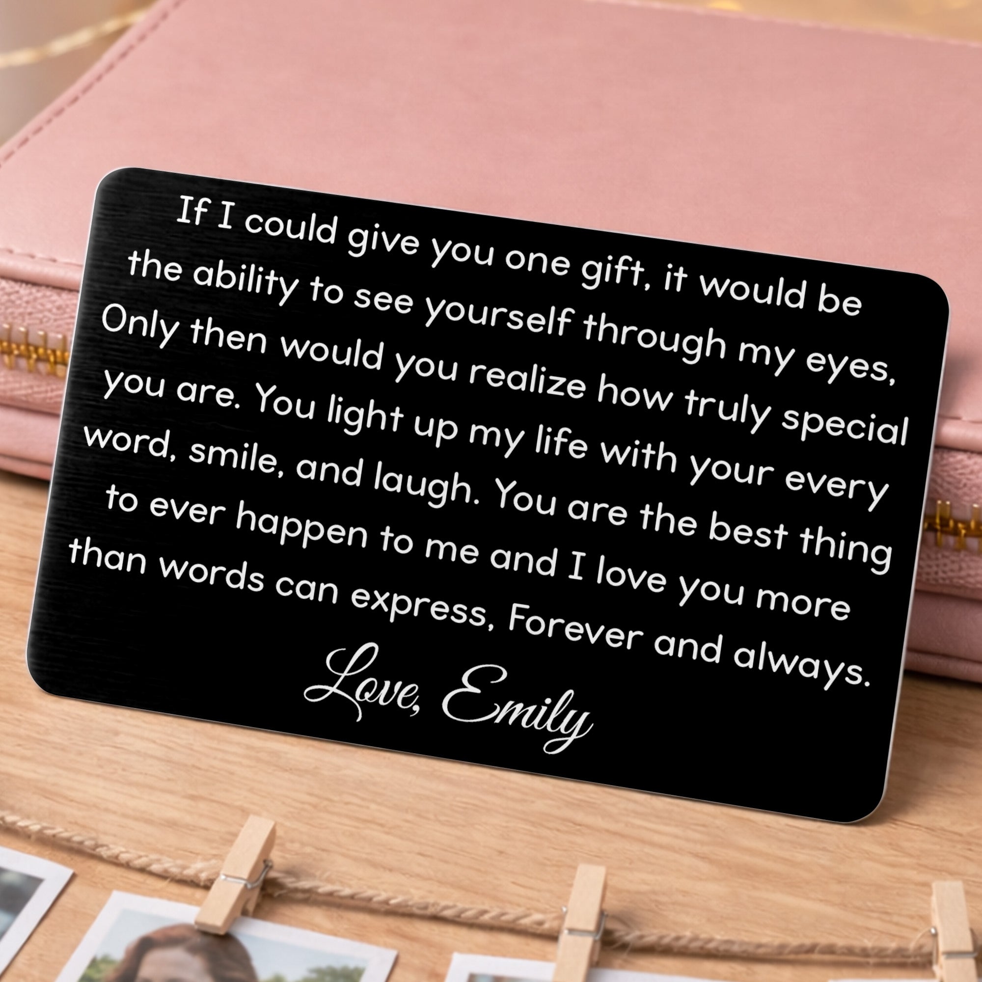 Personalized Aluminum Wallet Card Custom Message Gift for Him