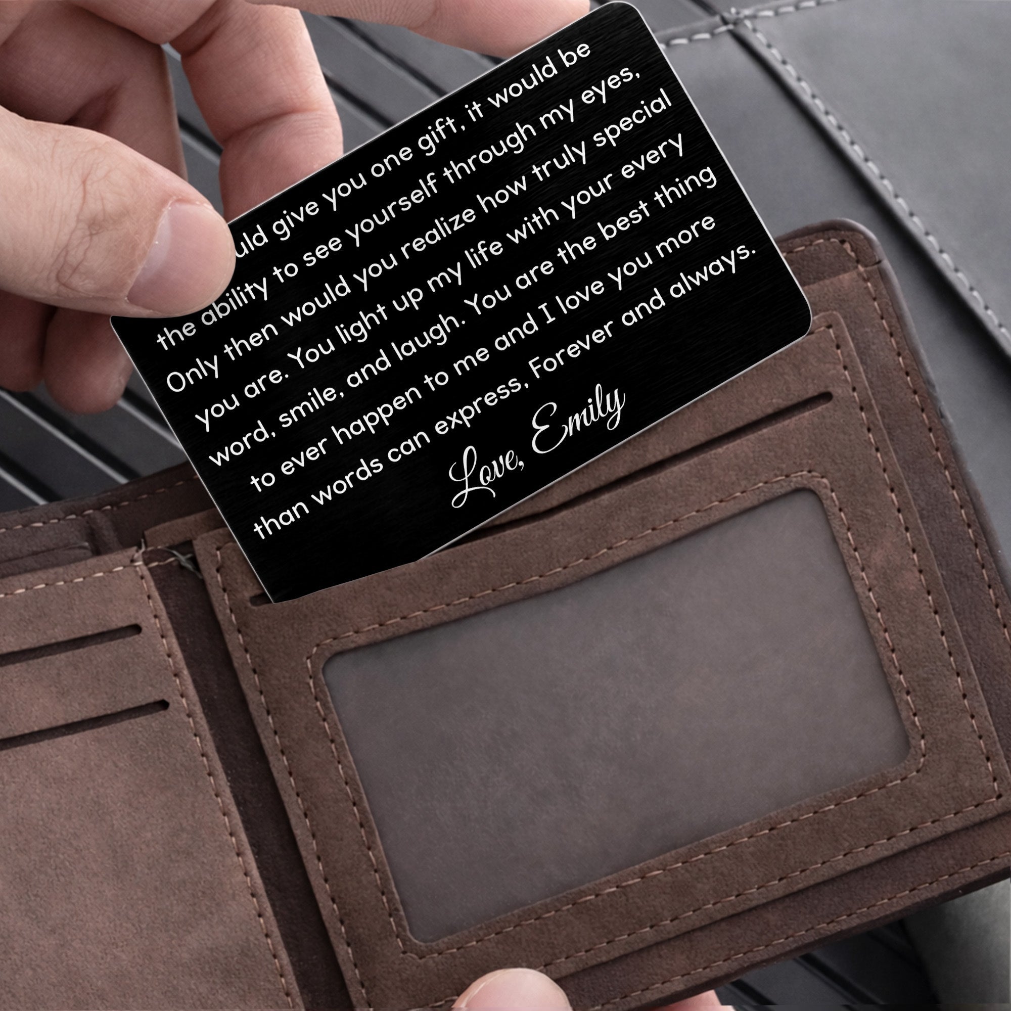Personalized Aluminum Wallet Card Custom Message Gift for Him