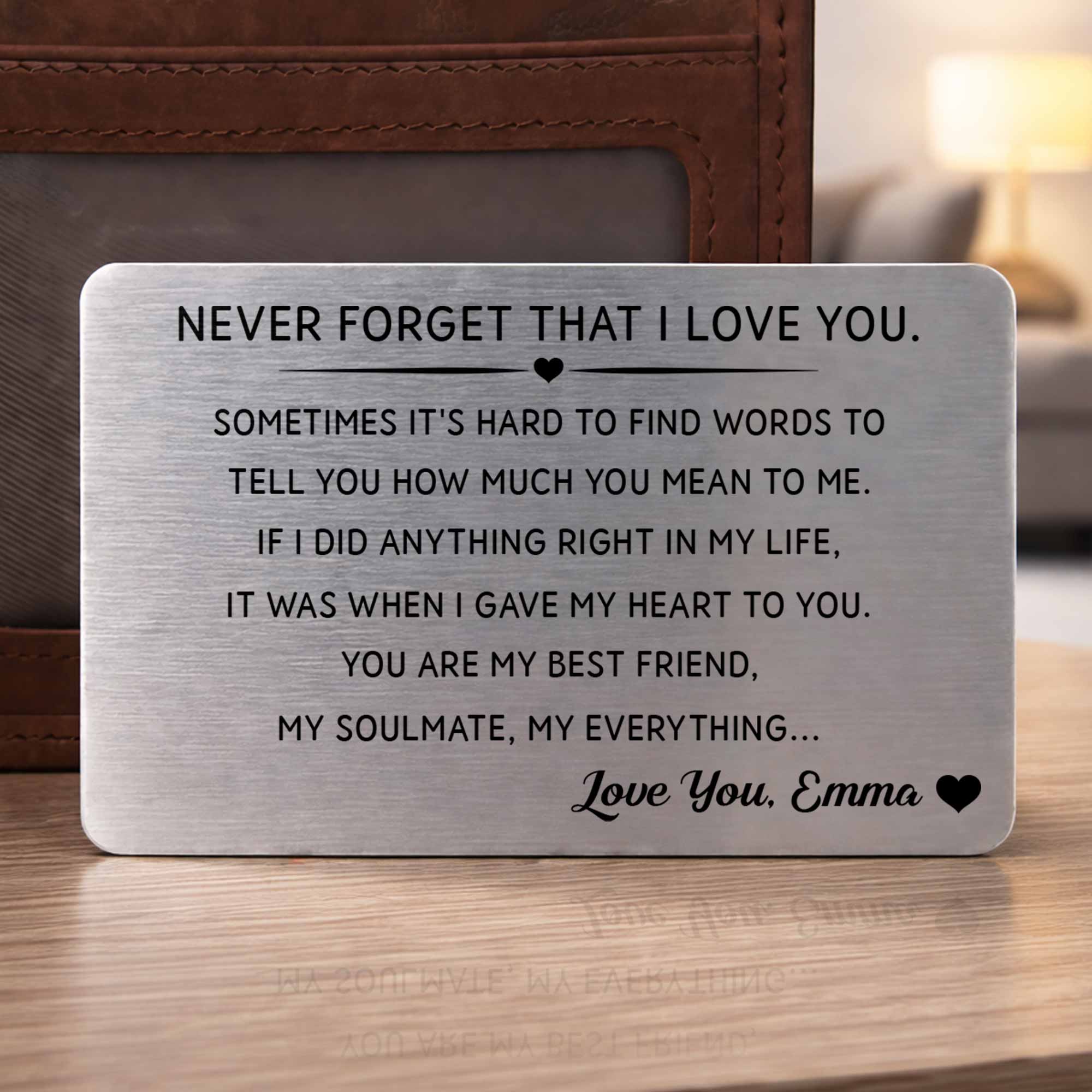 Personalized Aluminum Wallet Card Custom Love Message Gift for Couples
