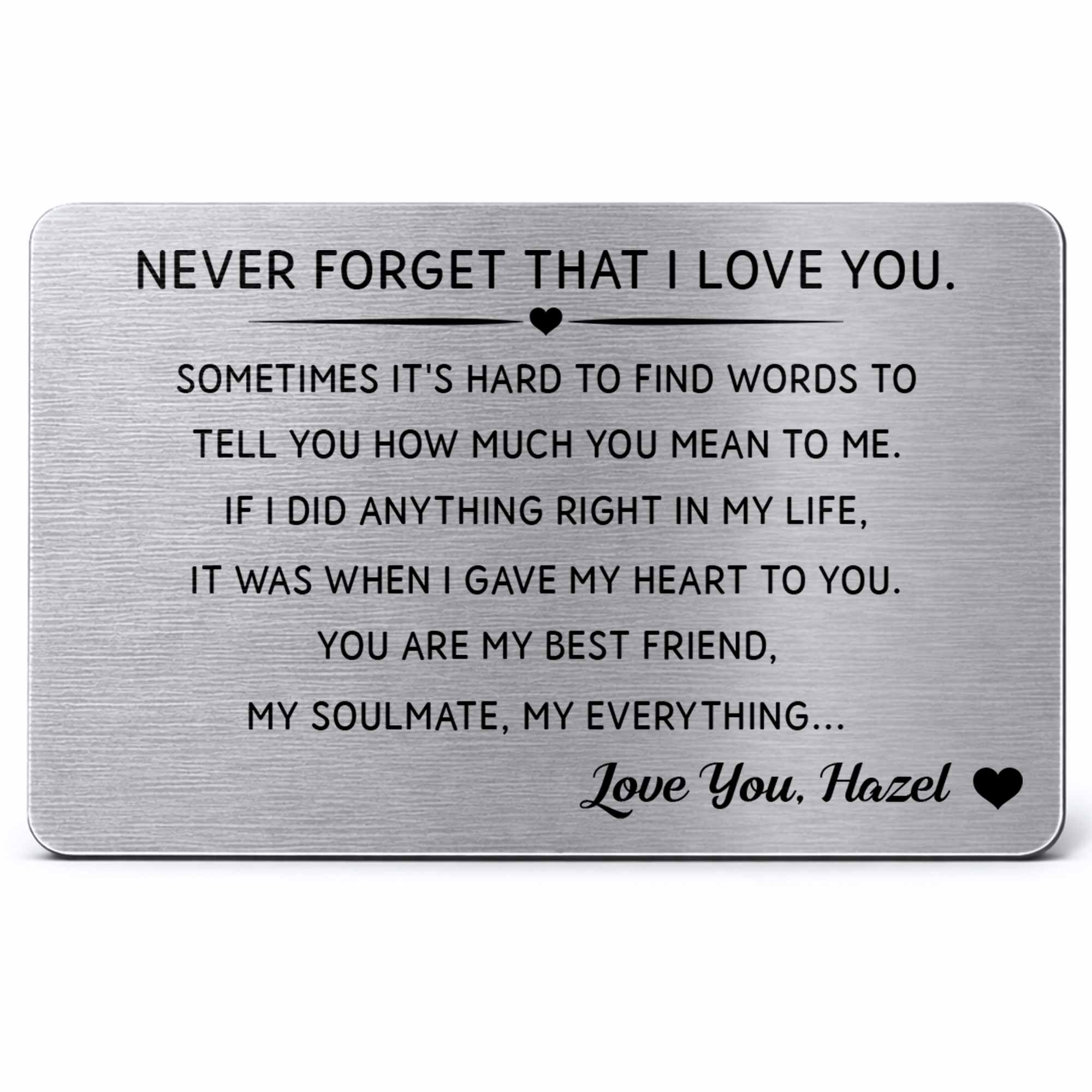 Personalized Aluminum Wallet Card Custom Love Message Gift for Couples