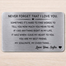 Load image into Gallery viewer, Personalized Aluminum Wallet Card Custom Love Message Gift for Couples
