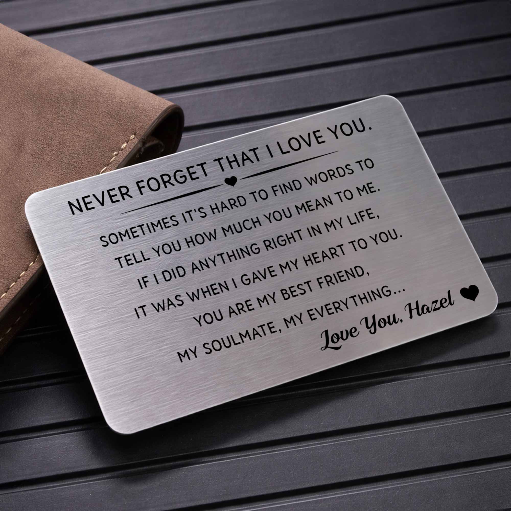 Personalized Aluminum Wallet Card Custom Love Message Gift for Couples