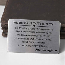 Load image into Gallery viewer, Personalized Aluminum Wallet Card Custom Love Message Gift for Couples
