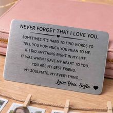 Load image into Gallery viewer, Personalized Aluminum Wallet Card Custom Love Message Gift for Couples
