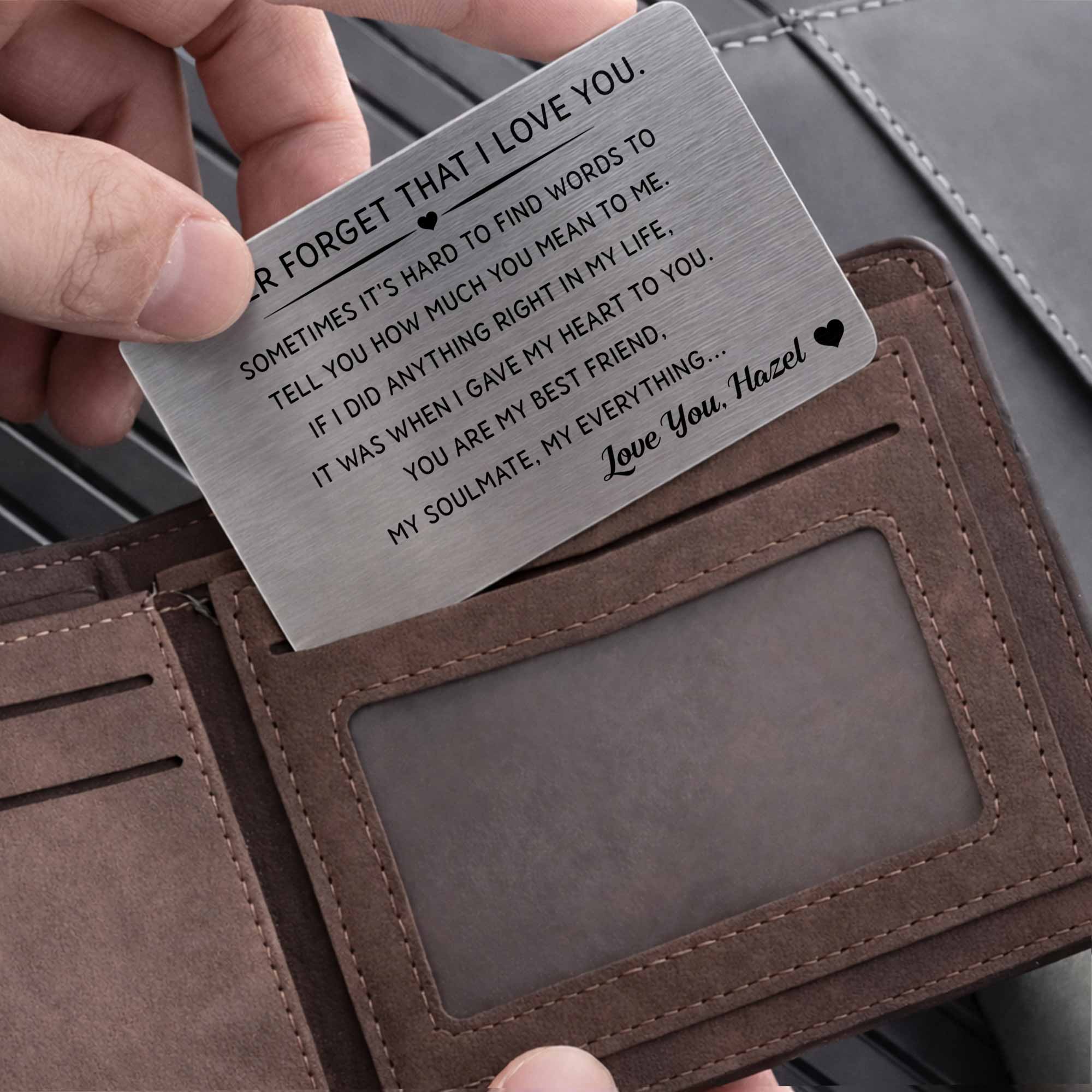 Personalized Aluminum Wallet Card Custom Love Message Gift for Couples