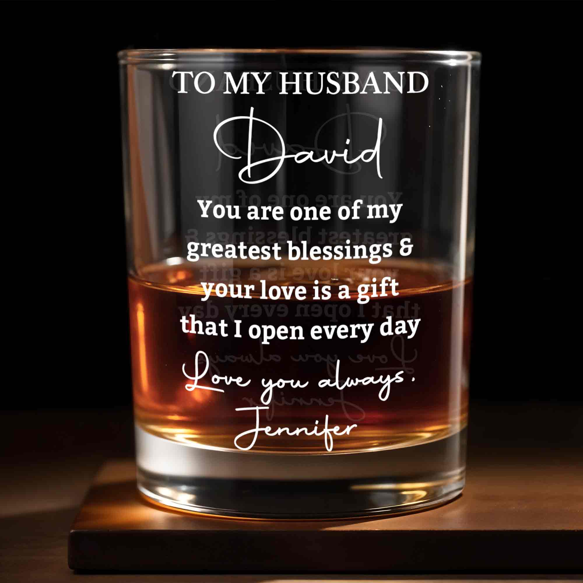 Personalized Custom Whiskey Glass Gift for Husband Anniversary