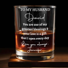 Load image into Gallery viewer, Personalized Custom Whiskey Glass Gift for Husband Anniversary
