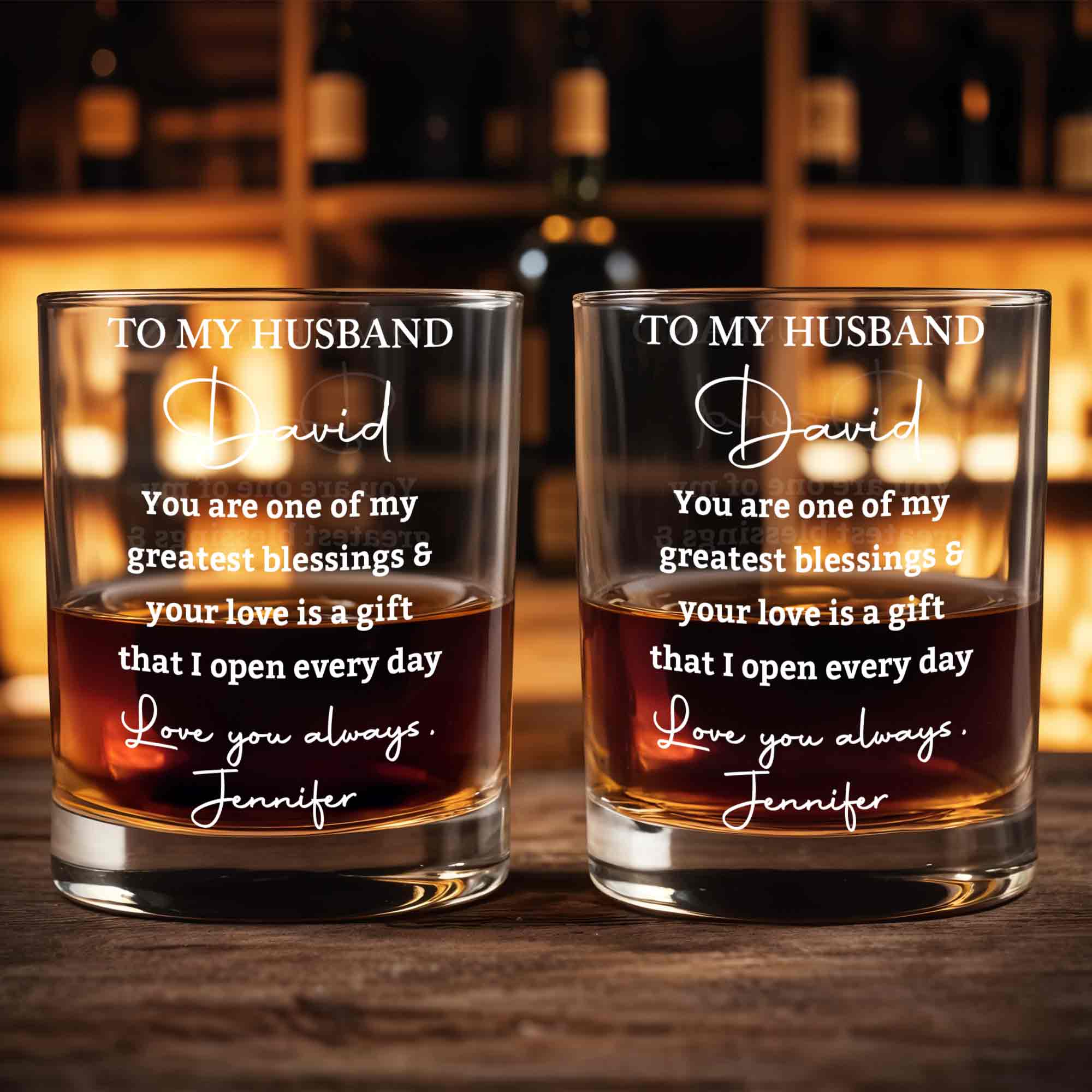 Personalized Custom Whiskey Glass Gift for Husband Anniversary