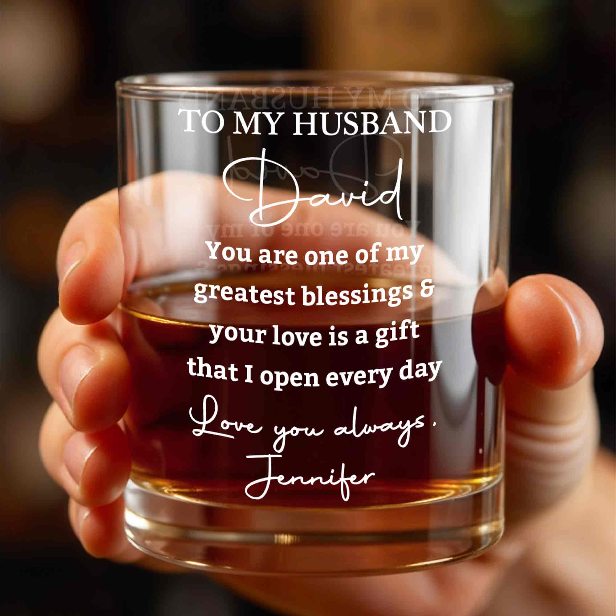Personalized Custom Whiskey Glass Gift for Husband Anniversary