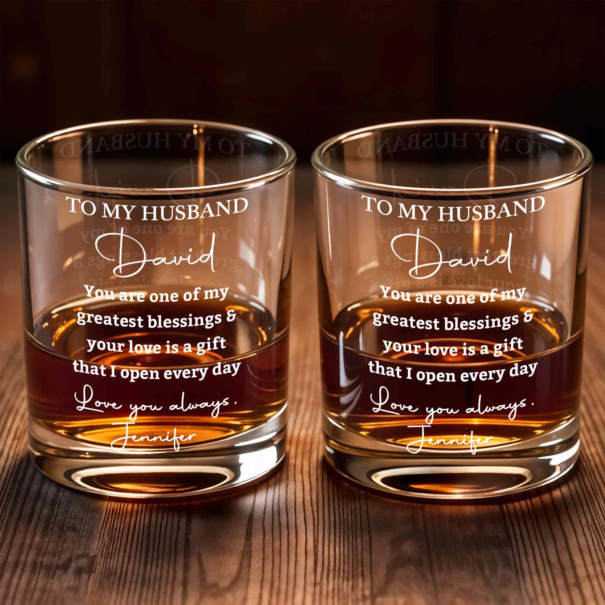 Personalized Custom Whiskey Glass Gift for Husband Anniversary