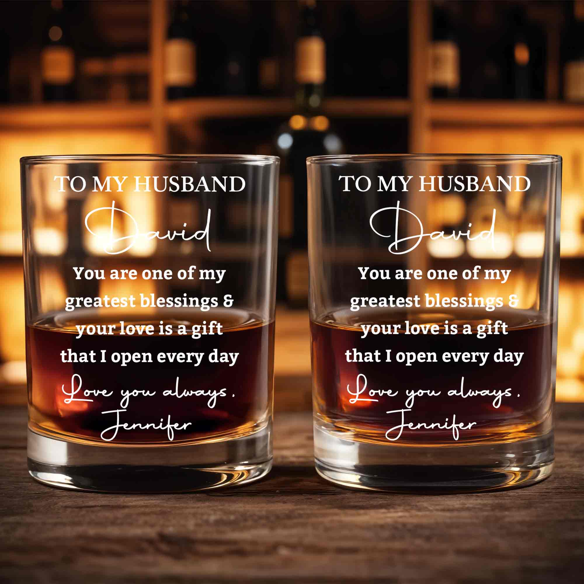 Personalized Custom Whiskey Glass Gift for Husband Anniversary