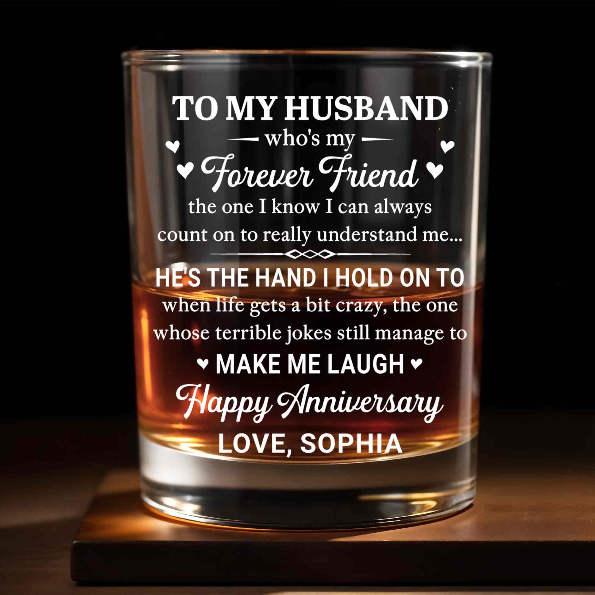 Personalized Custom Whiskey Glass for Husband - Elegant Gift