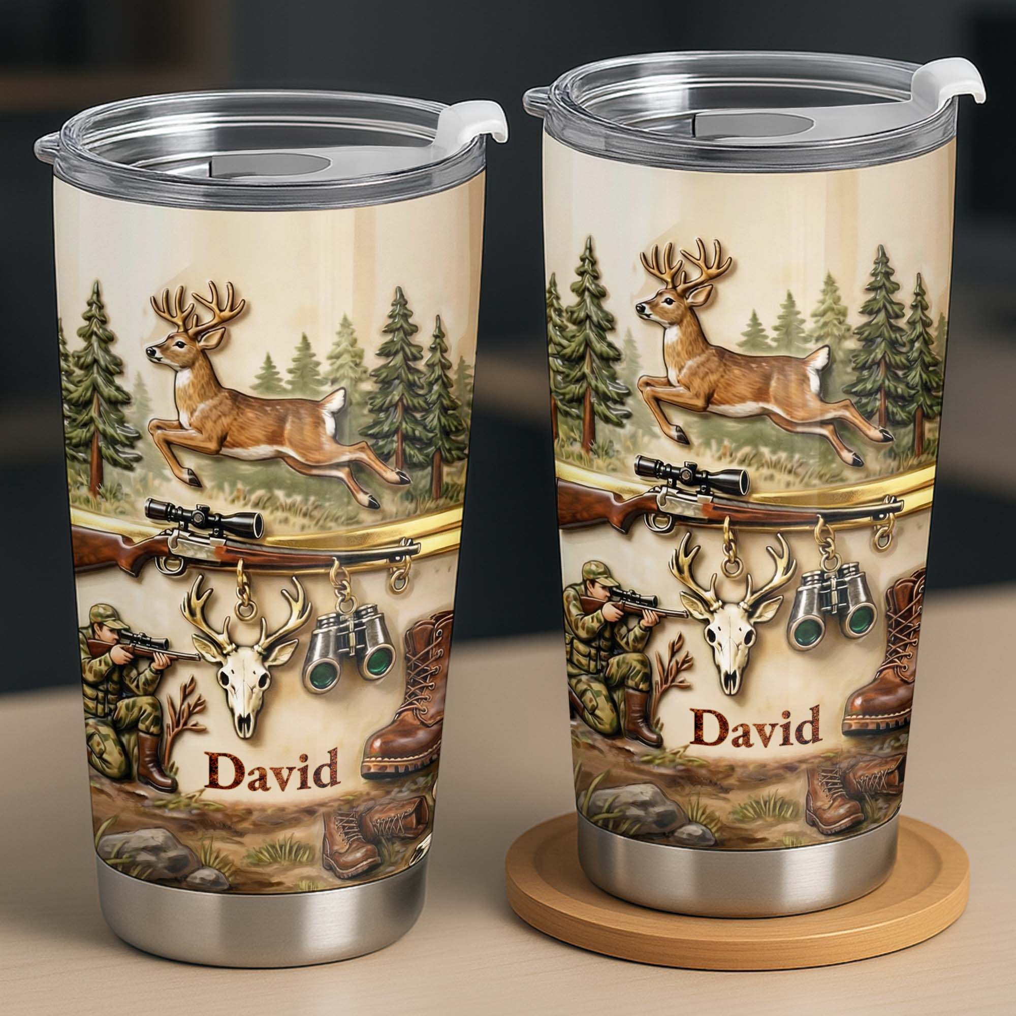 Personalized Hunting Tumbler Custom Name Gift for Dad 20oz
