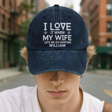 Load image into Gallery viewer, Personalized Washed Denim Cap Custom Name Gift for Dad
