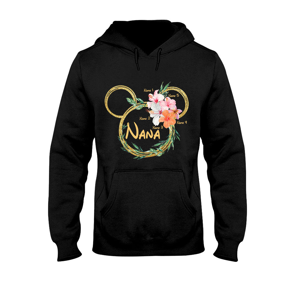 Personalized Floral Mouse Ears T-Shirt for Grandma - Custom Nana Gift