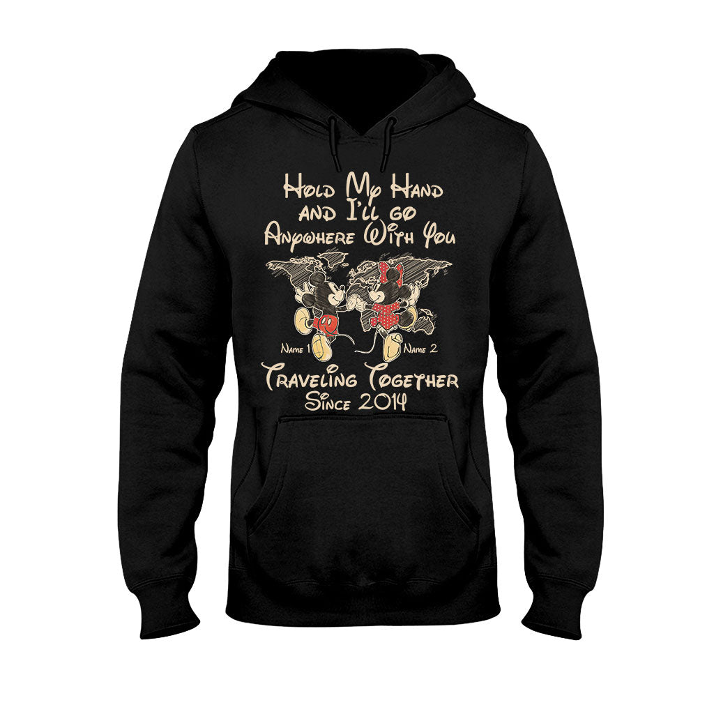 Personalized Couple T-shirt Custom Names Travel Together Gift