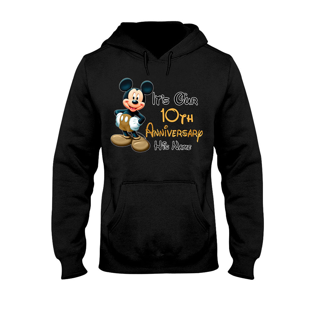 Personalized Mickey and Minnie Anniversary T-shirt & Hoodie Set for Couples